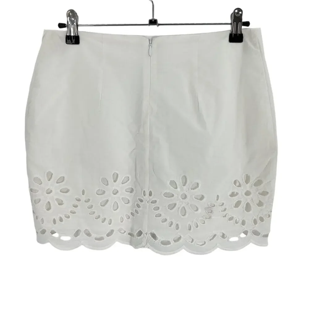 Tularosa Embroidered White Tess Mini Skirt Size S